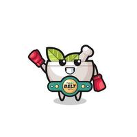 herbal bowl boxer mascot character vector