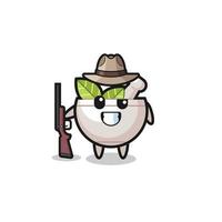 herbal bowl hunter mascot holding a gun vector