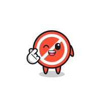 stop sign character doing Korean finger heart vector