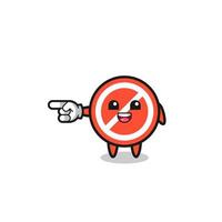 stop sign cartoon with pointing left gesture vector