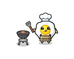 fried egg barbeque chef with a grill vector