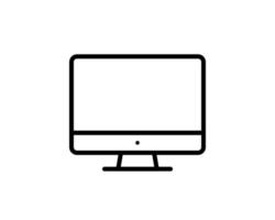 computadora de escritorio, icono de línea de monitor, signo de vector de contorno, pictograma de estilo lineal aislado en blanco. símbolo, ilustración del logotipo. trazo editable. pixel perfecto