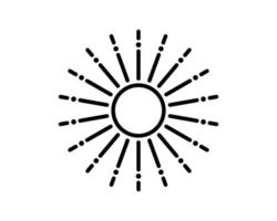 icono de sol plano. símbolo único de contorno de alta calidad de primavera para diseño web o aplicación móvil. signos de línea delgada de sol para diseño de logotipo, tarjeta de visita, etc.esquema pictograma de sol vector