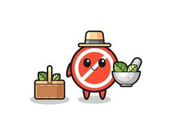 stop sign herbalist cute cartoon vector