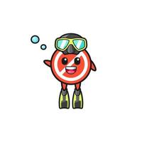 the stop sign diver cartoon character vector