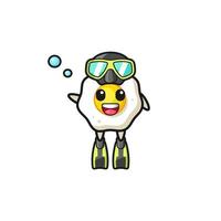 the fried egg diver cartoon character vector