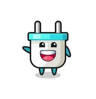 happy electric plug cute mascot character vector
