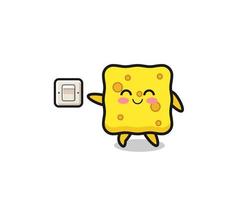 cartoon sponge is turning off light vector