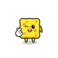 sponge character doing Korean finger heart vector