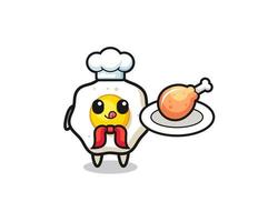 fried egg fried chicken chef cartoon character vector