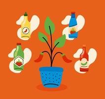 plant and chili sauces vector