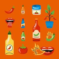 salsa de chile doce iconos vector