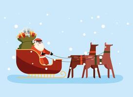 santa in reinder carriage vector