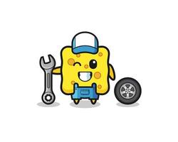 the sponge character as a mechanic mascot vector