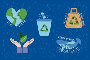 five eco friendly icons vector