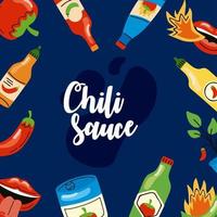 hot chili sauce icons around