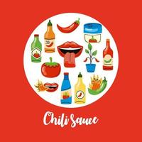 hot chili sauces in circle vector