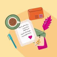 romantic letter writing vector