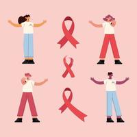 siete iconos del día mundial del sida vector