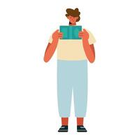 man standing reading book vector