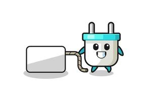 electric plug cartoon is pulling a banner vector