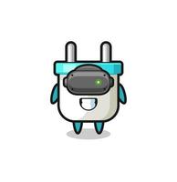 cute electric plug using VR headset vector