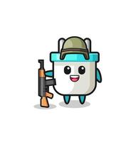 cute electric plug mascot as a soldier vector