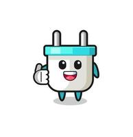 electric plug mascot doing thumbs up gesture vector