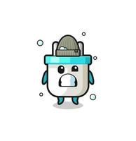 cute cartoon electric plug with shivering expression vector