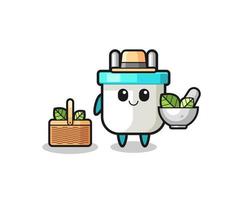 electric plug herbalist cute cartoon vector