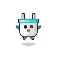 electric plug character is jumping gesture vector