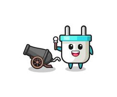 cute electric plug shoot using cannon vector