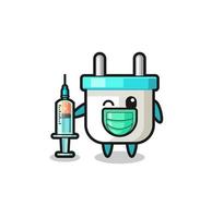 electric plug mascot as vaccinator vector