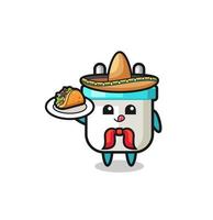 electric plug Mexican chef mascot holding a taco vector