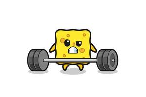 cartoon of sponge lifting a barbell vector