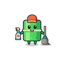 lindo personaje de bambú como mascota de servicios de limpieza vector