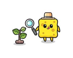 cute sponge herbalist researching a plants vector