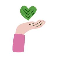 hand lifting ecology heart vector