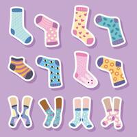 twelve funny socks icons vector