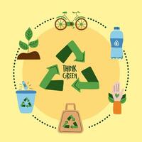 seven eco friendly icons vector