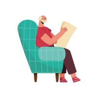 grandfather reading in sofa vector