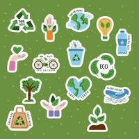 fifteen eco friendly icons vector