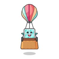 window mascot riding a hot air balloon vector