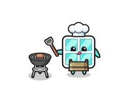 window barbeque chef with a grill vector