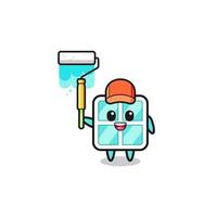 the window painter mascot with a paint roller vector