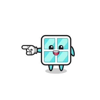 window cartoon with pointing left gesture vector