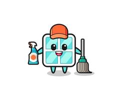 lindo personaje de ventana como mascota de servicios de limpieza vector