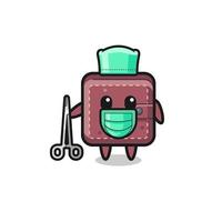 surgeon leather wallet mascot character vector