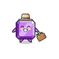 purple gemstone herbalist character searching a herbal vector