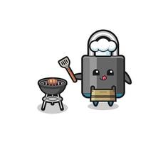 padlock barbeque chef with a grill vector